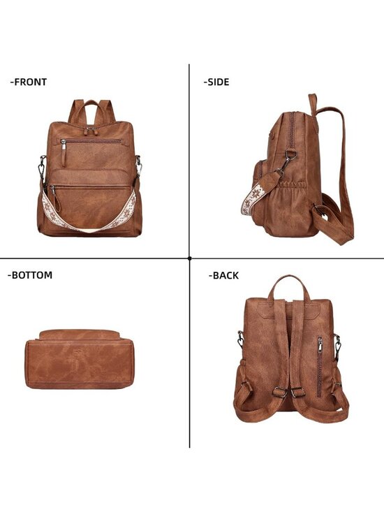 Stylish PU Leather Backpack Purse for Women - Fashionable Travel & Work Bag main image 6